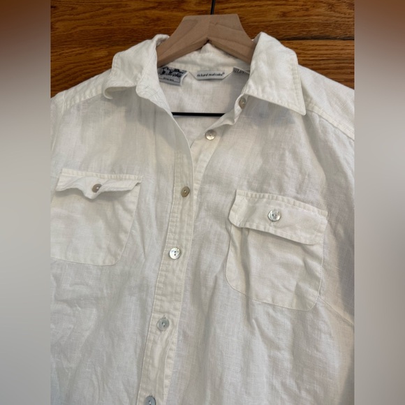 Richard Malcolm Irish Linen Long Sleeve Button Front Blouse Top size Medium - Picture 7 of 10
